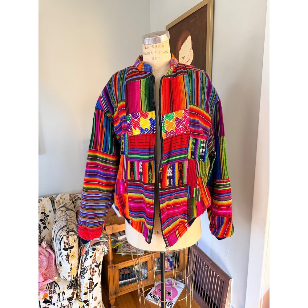 Vibrant Patchwork Boho Jacket Women's Xl Colorful… - image 1